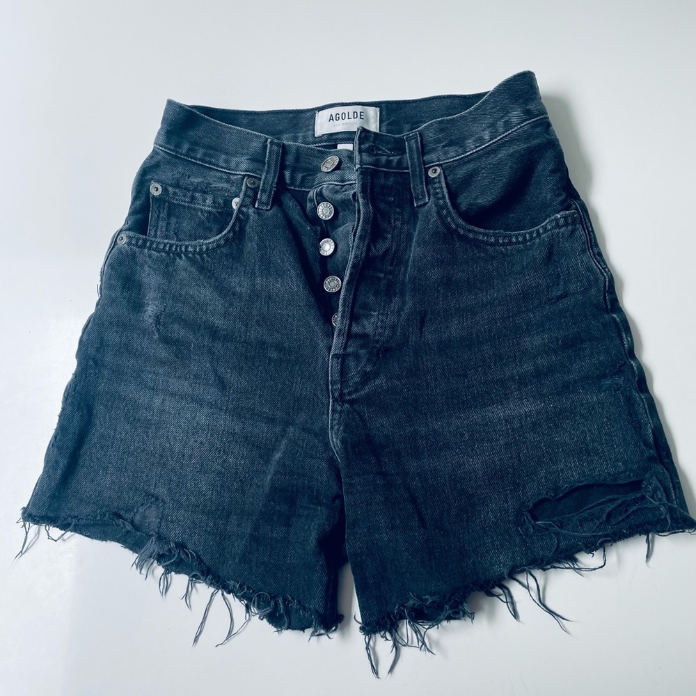 AGOLDE Women's Riley Black Denim Shorts